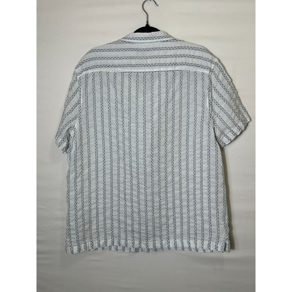 Ben Sherman Blue Short Sleeve Vertical Stripe Textured Finish Button Down SZ XL - Picture 3 of 4